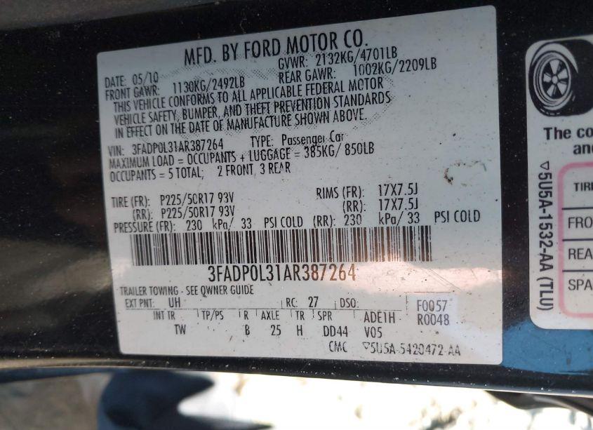 Photo 9 of 2010 Ford Fusion HYBRID (VIN 3FADP0L31AR387264)