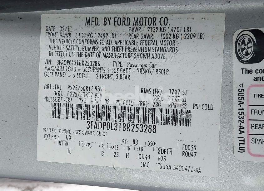 Photo 9 of 2011 Ford Fusion HYBRID (VIN 3FADP0L31BR253288)