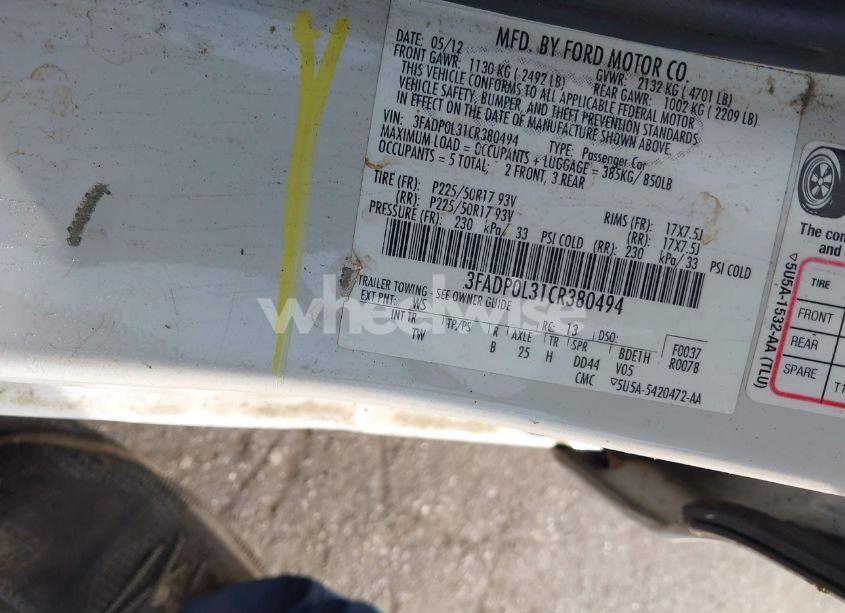 Photo 9 of 2012 Ford Fusion HYBRID (VIN 3FADP0L31CR380494)