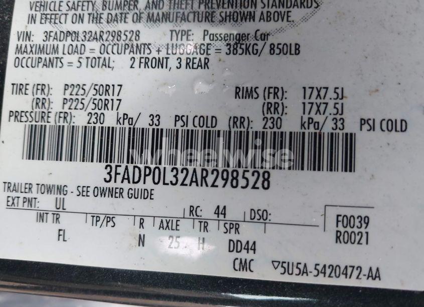 Photo 9 of 2010 Ford Fusion HYBRID (VIN 3FADP0L32AR298528)