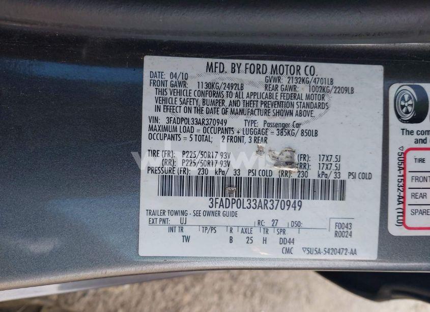Photo 9 of 2010 Ford Fusion HYBRID (VIN 3FADP0L33AR370949)