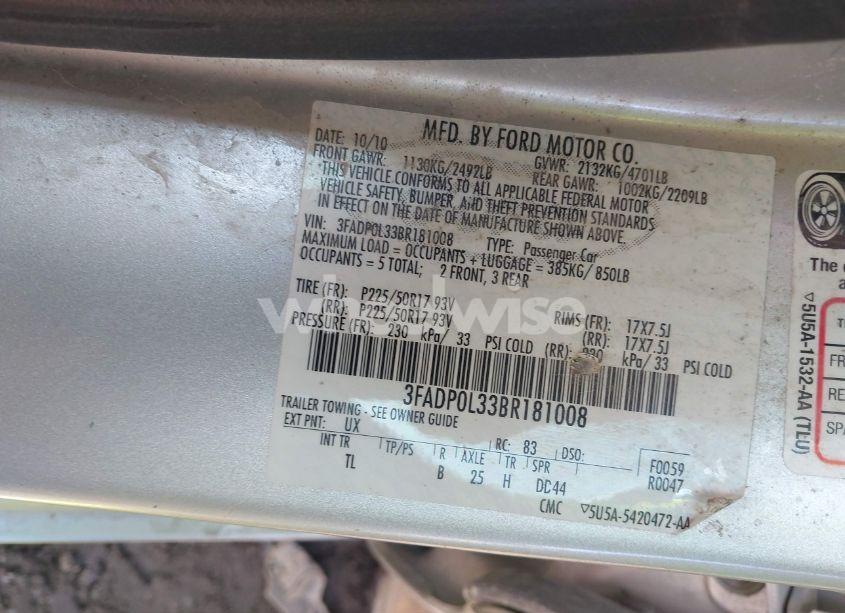 Photo 9 of 2011 Ford Fusion HYBRID (VIN 3FADP0L33BR181008)