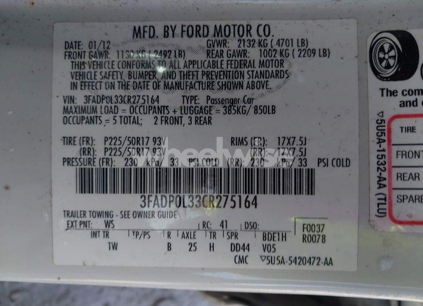 Photo 9 of 2012 Ford Fusion HYBRID (VIN 3FADP0L33CR275164)