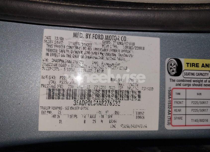Photo 9 of 2010 Ford Fusion HYBRID (VIN 3FADP0L34AR276532)
