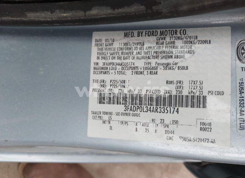 Photo 9 of 2010 Ford Fusion HYBRID (VIN 3FADP0L34AR335174)