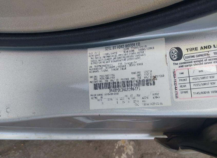 Photo 9 of 2010 Ford Fusion HYBRID (VIN 3FADP0L34AR396475)