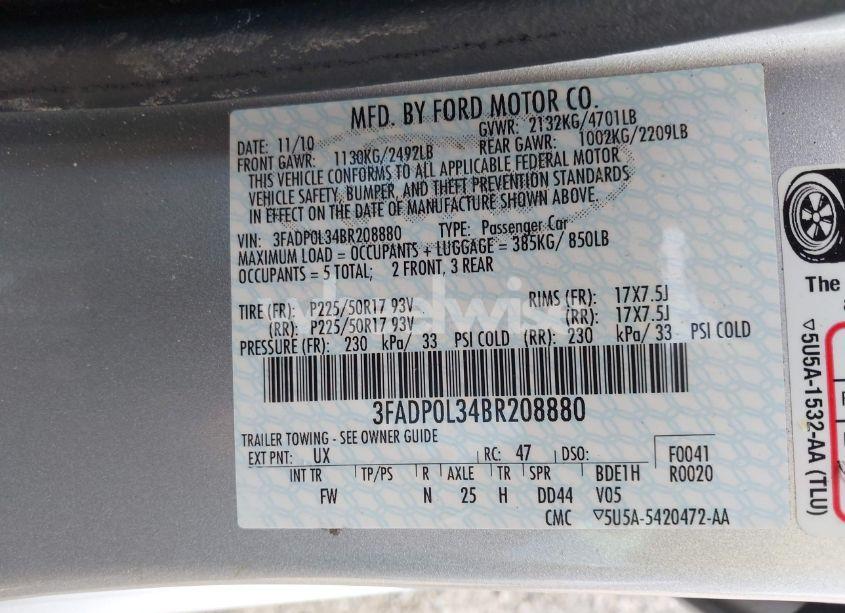 Photo 9 of 2011 Ford Fusion HYBRID (VIN 3FADP0L34BR208880)