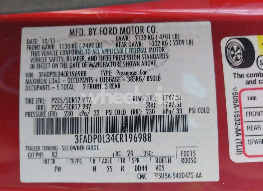 Photo 9 of 2012 Ford Fusion HYBRID (VIN 3FADP0L34CR196988)