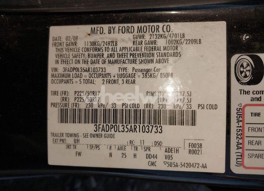 Photo 9 of 2010 Ford Fusion HYBRID (VIN 3FADP0L35AR103733)