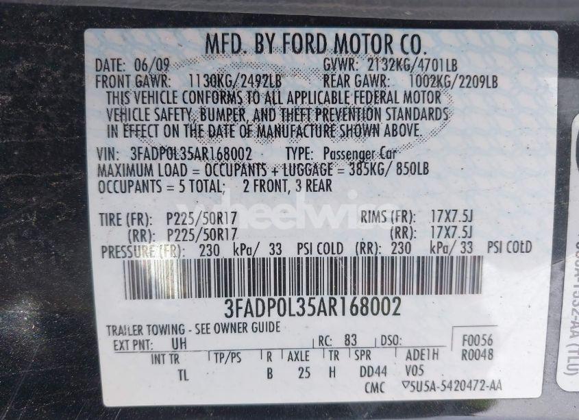 Photo 9 of 2010 Ford Fusion HYBRID (VIN 3FADP0L35AR168002)