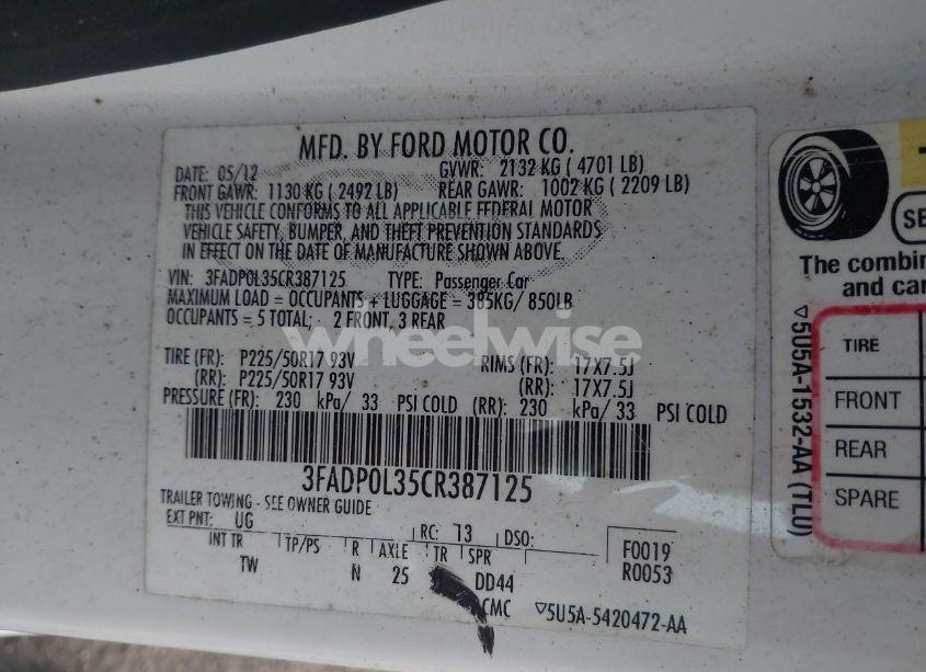 Photo 9 of 2012 Ford Fusion HYBRID (VIN 3FADP0L35CR387125)
