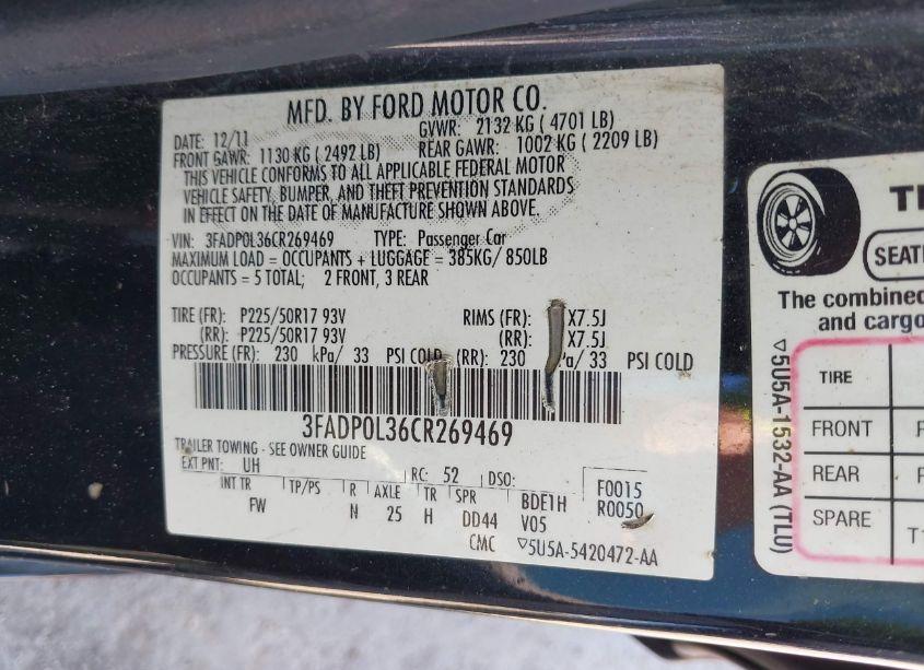 Photo 9 of 2012 Ford Fusion HYBRID (VIN 3FADP0L36CR269469)
