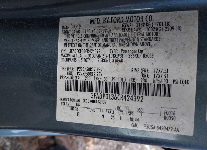 Photo 9 of 2012 Ford Fusion HYBRID (VIN 3FADP0L36CR424392)