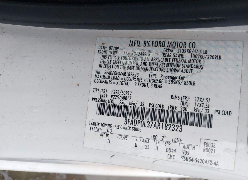 Photo 9 of 2010 Ford Fusion HYBRID (VIN 3FADP0L37AR182323)