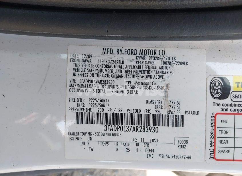 Photo 9 of 2010 Ford Fusion HYBRID (VIN 3FADP0L37AR283930)