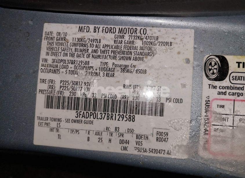 Photo 9 of 2011 Ford Fusion HYBRID (VIN 3FADP0L37BR129588)