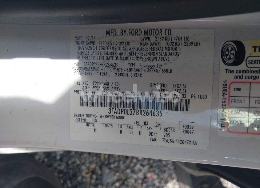 Photo 9 of 2011 Ford Fusion HYBRID (VIN 3FADP0L37BR264635)