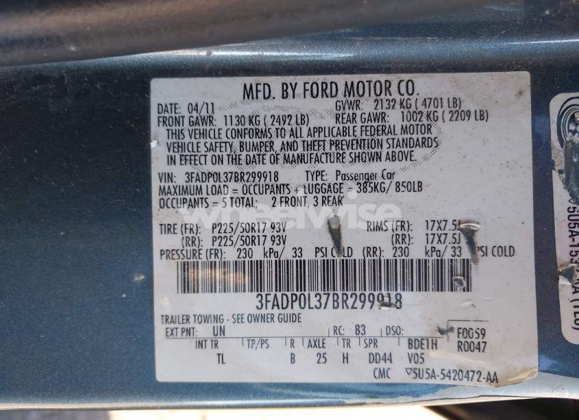 Photo 9 of 2011 Ford Fusion HYBRID (VIN 3FADP0L37BR299918)