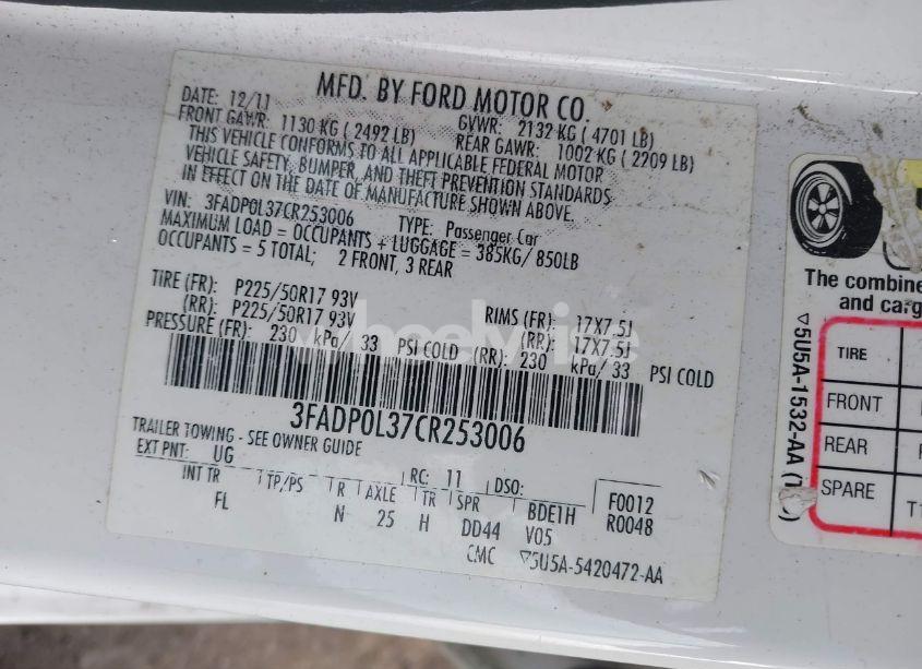 Photo 9 of 2012 Ford Fusion HYBRID (VIN 3FADP0L37CR253006)