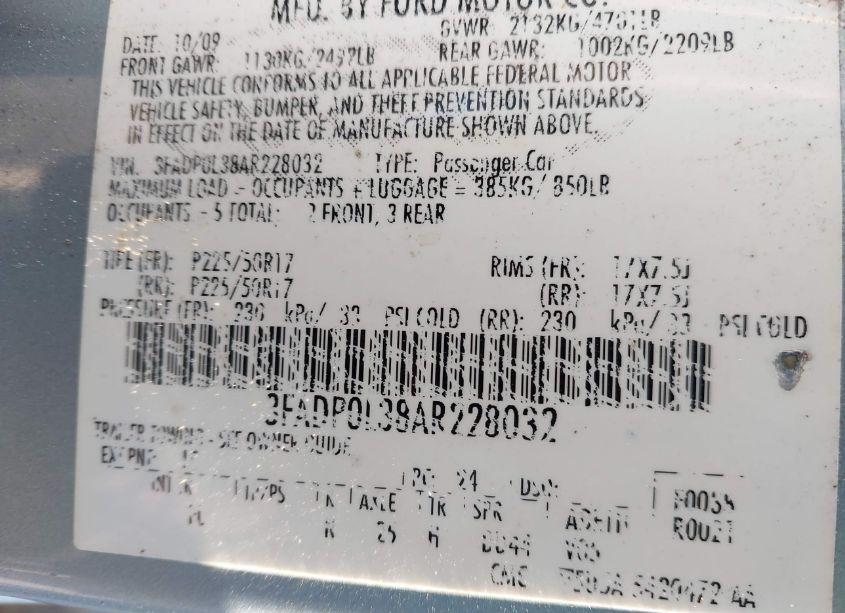 Photo 9 of 2010 Ford Fusion HYBRID (VIN 3FADP0L38AR228032)