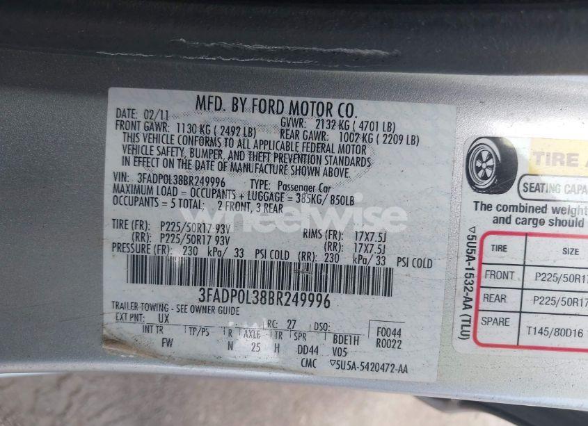 Photo 9 of 2011 Ford Fusion HYBRID (VIN 3FADP0L38BR249996)