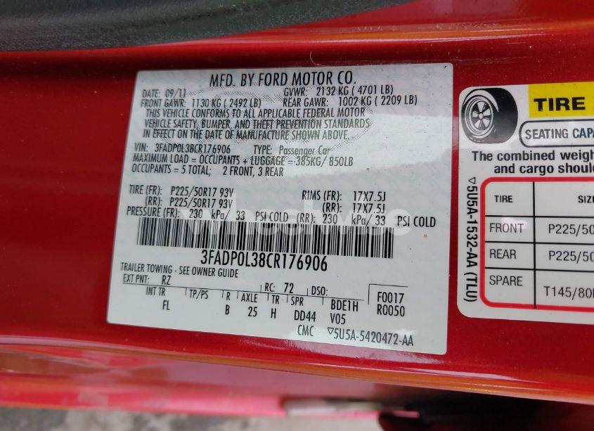 Photo 9 of 2012 Ford Fusion HYBRID (VIN 3FADP0L38CR176906)