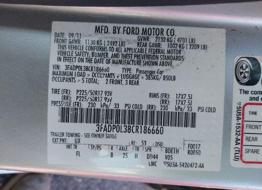 Photo 9 of 2012 Ford Fusion HYBRID (VIN 3FADP0L38CR186660)