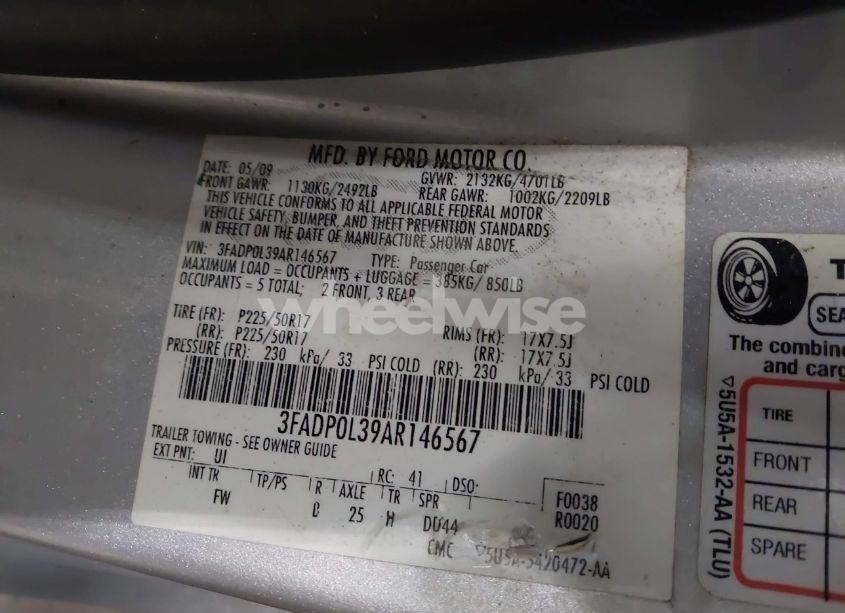 Photo 9 of 2010 Ford Fusion HYBRID (VIN 3FADP0L39AR146567)