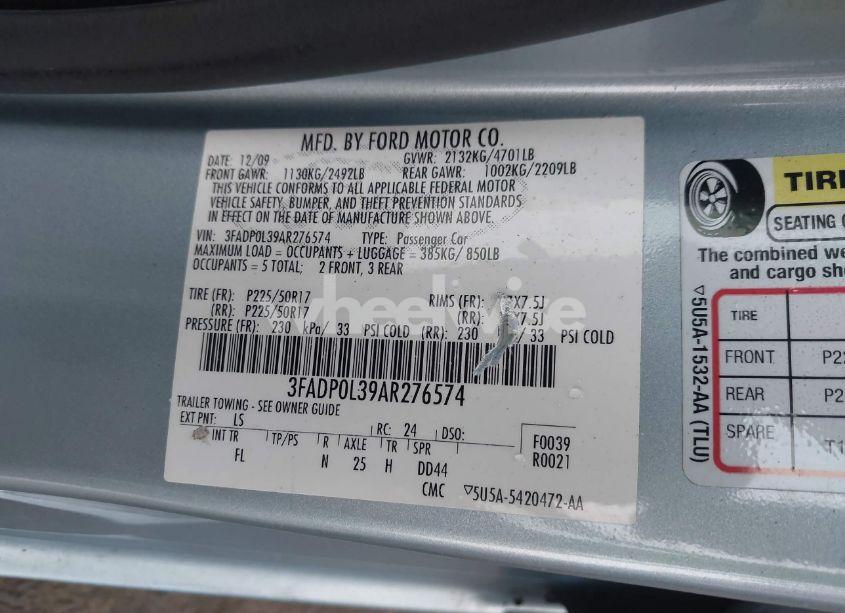 Photo 9 of 2010 Ford Fusion HYBRID (VIN 3FADP0L39AR276574)