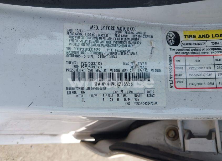 Photo 9 of 2012 Ford Fusion HYBRID (VIN 3FADP0L39CR216555)