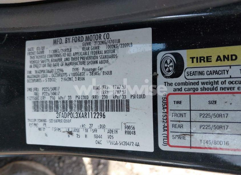 Photo 9 of 2010 Ford Fusion HYBRID (VIN 3FADP0L3XAR112296)