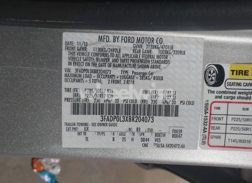 Photo 9 of 2011 Ford Fusion HYBRID (VIN 3FADP0L3XBR204073)