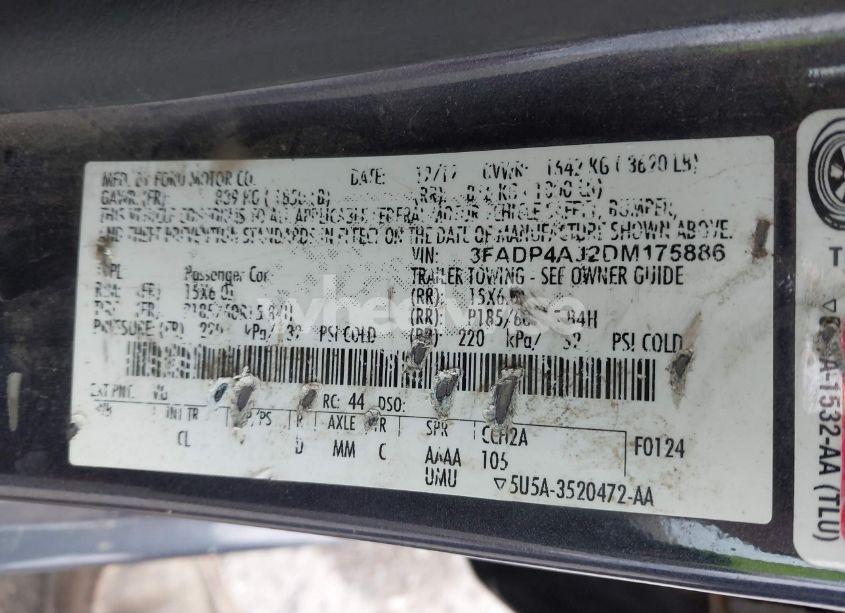 Photo 9 of 2013 Ford Fiesta S (VIN 3FADP4AJ2DM175886)