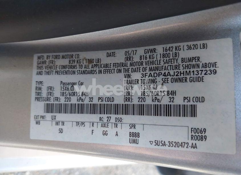 Photo 9 of 2017 Ford Fiesta S (VIN 3FADP4AJ2HM137239)