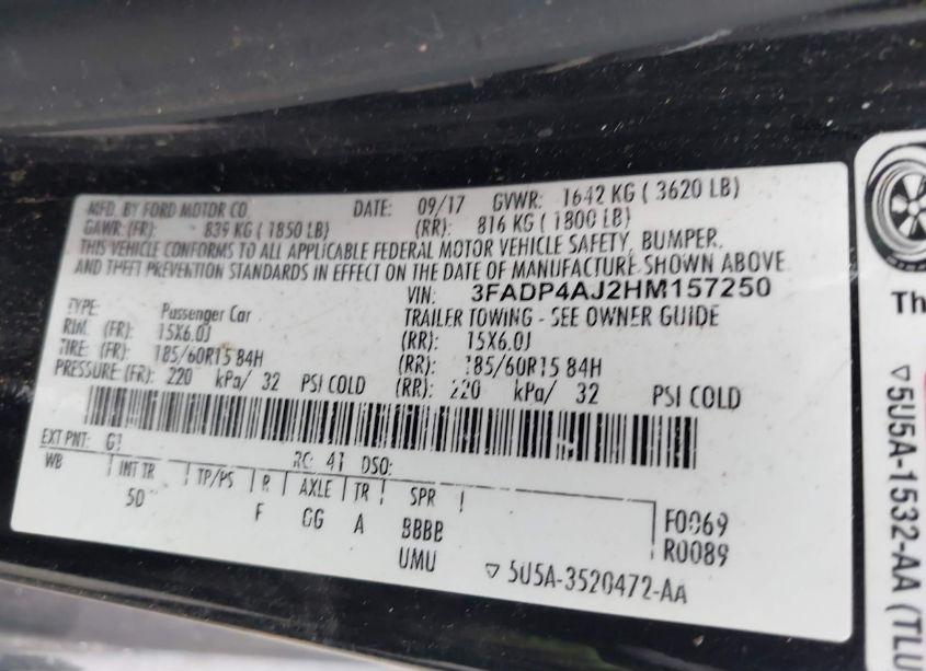 Photo 9 of 2017 Ford Fiesta S (VIN 3FADP4AJ2HM157250)