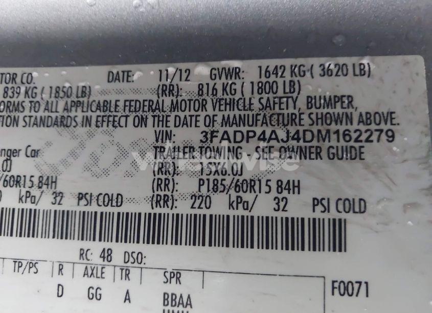 Photo 9 of 2013 Ford Fiesta S (VIN 3FADP4AJ4DM162279)