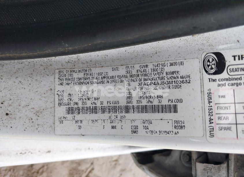 Photo 9 of 2016 Ford Fiesta S (VIN 3FADP4AJ5GM103682)