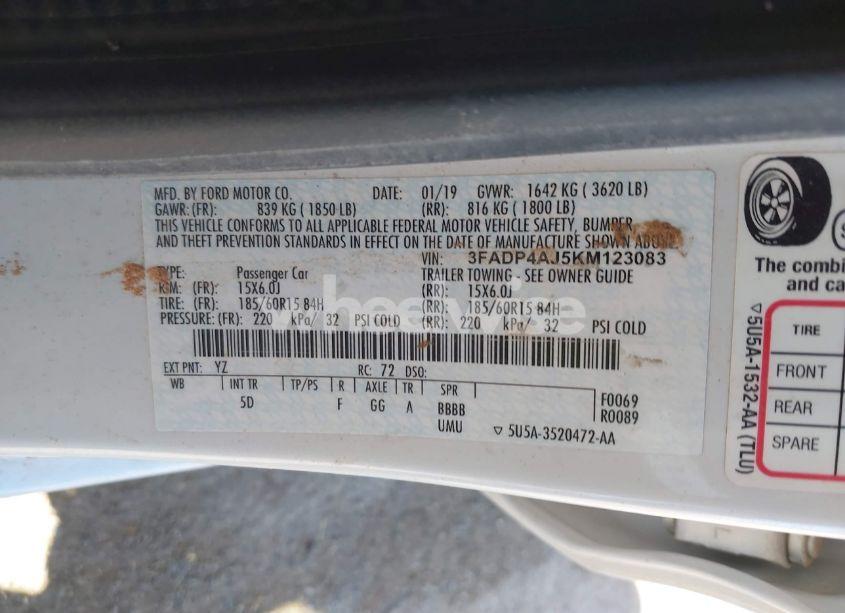 Photo 9 of 2019 Ford Fiesta S (VIN 3FADP4AJ5KM123083)