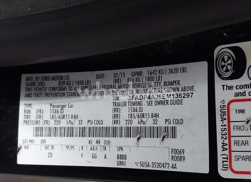 Photo 9 of 2014 Ford Fiesta S (VIN 3FADP4AJ6EM136297)