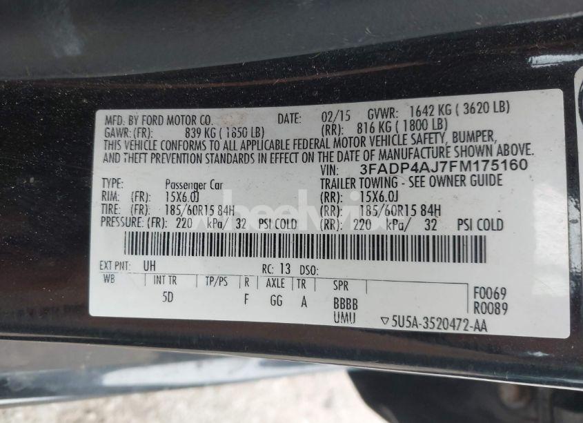 Photo 9 of 2015 Ford Fiesta S (VIN 3FADP4AJ7FM175160)