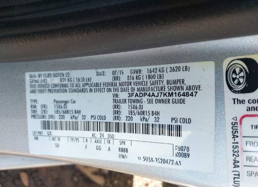 Photo 9 of 2019 Ford Fiesta S (VIN 3FADP4AJ7KM164847)