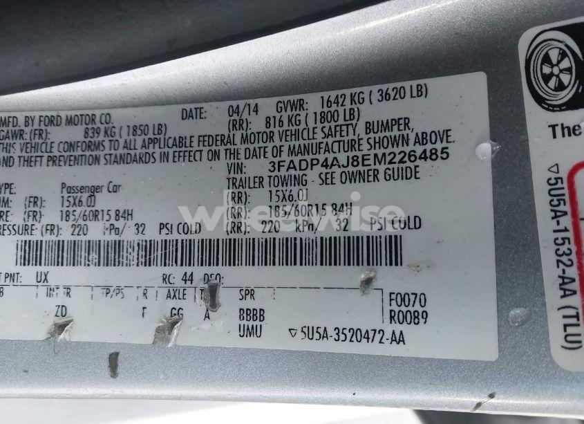 Photo 9 of 2014 Ford Fiesta S (VIN 3FADP4AJ8EM226485)