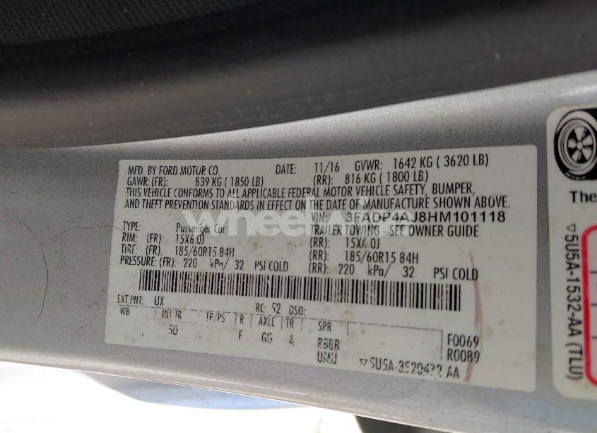 Photo 9 of 2017 Ford Fiesta S (VIN 3FADP4AJ8HM101118)