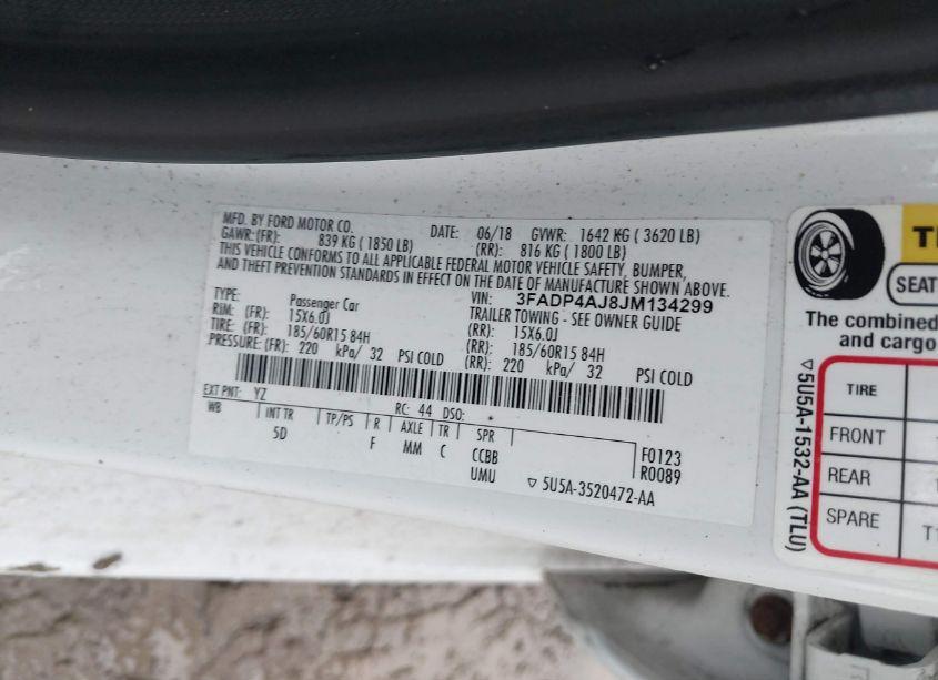 Photo 9 of 2018 Ford Fiesta S (VIN 3FADP4AJ8JM134299)