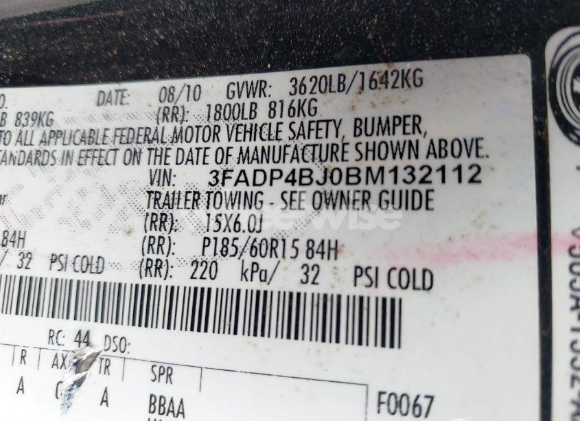 Photo 9 of 2011 Ford Fiesta SE (VIN 3FADP4BJ0BM132112)