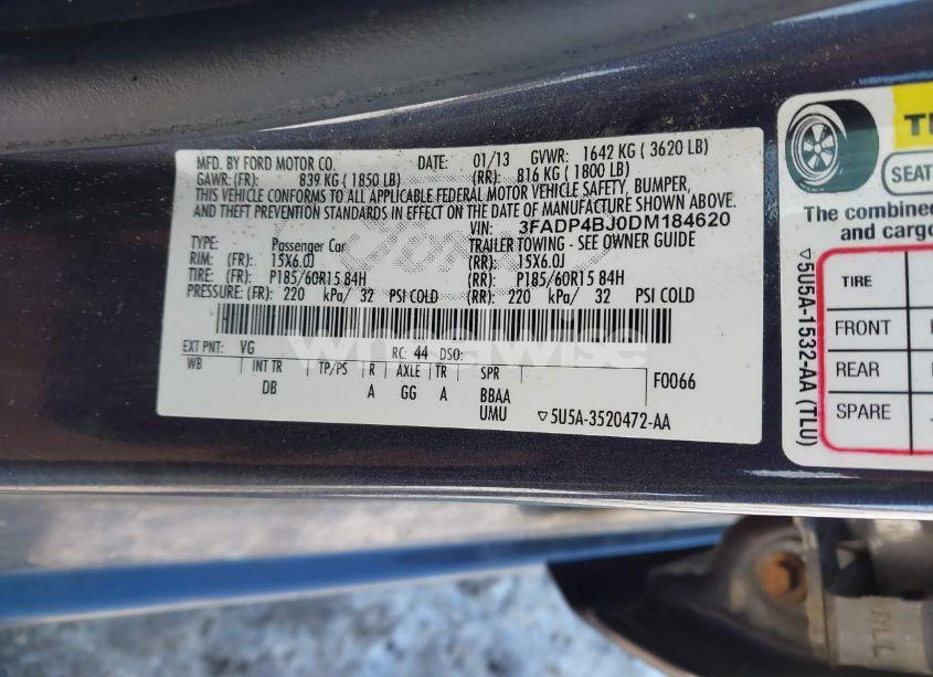 Photo 9 of 2013 Ford Fiesta SE (VIN 3FADP4BJ0DM184620)