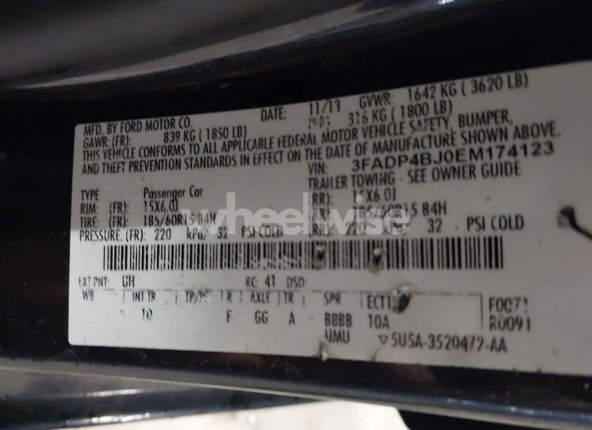 Photo 9 of 2014 Ford Fiesta SE (VIN 3FADP4BJ0EM174123)