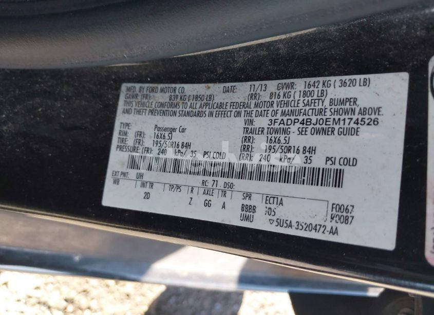 Photo 9 of 2014 Ford Fiesta SE (VIN 3FADP4BJ0EM174526)