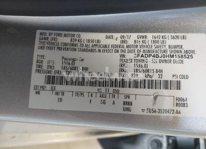 Photo 9 of 2017 Ford Fiesta SE (VIN 3FADP4BJ0HM158525)