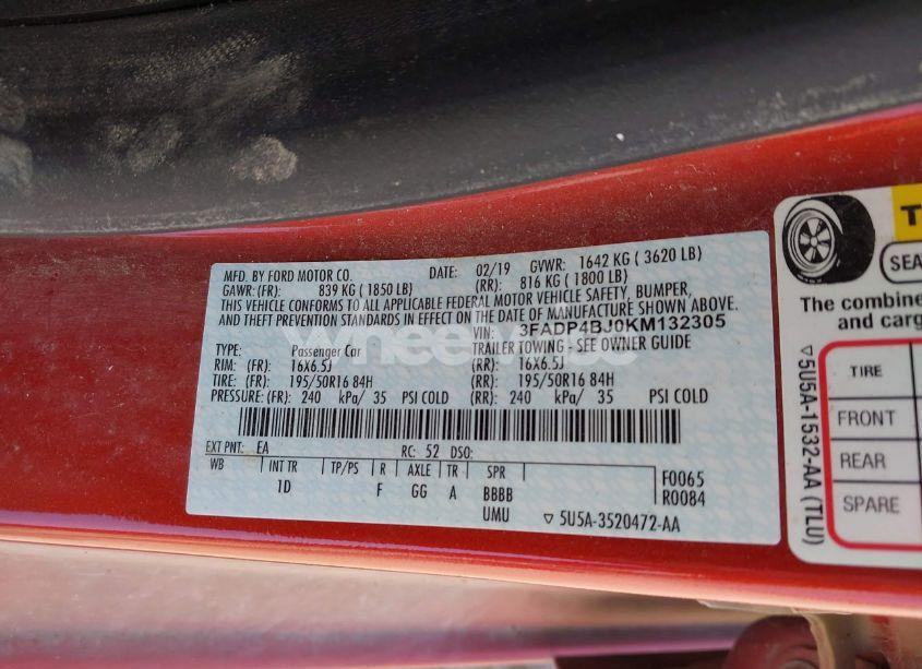 Photo 9 of 2019 Ford Fiesta SE (VIN 3FADP4BJ0KM132305)